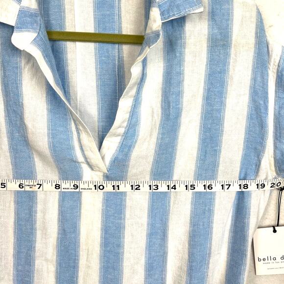 Bella Dahl Women’s Marina Dress Linen Blend Blue White Stripe Size M NWT - Picture 4 of 8